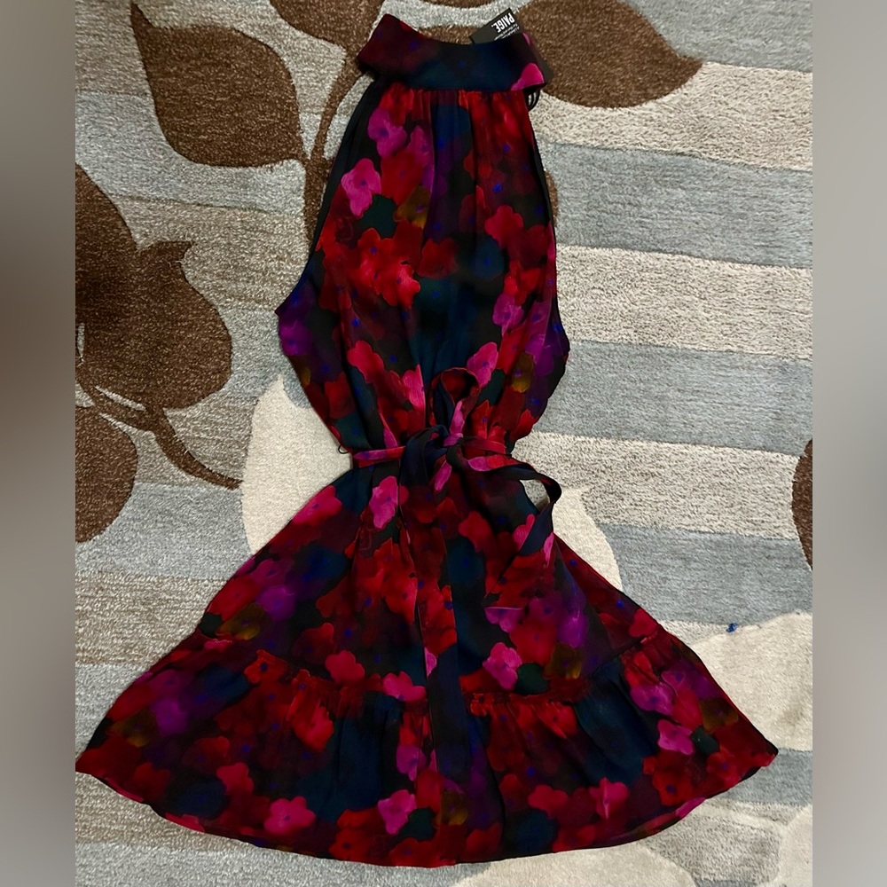 NWT Paige Sleeveless Cayman Floral Silk Halter Neck A-line Swing Mini Dress TB5 - Picture 6 of 15